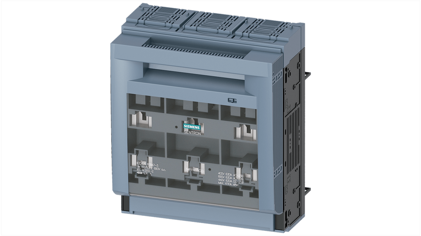 Interruptor seccionador con fusible Siemens, 630A, 3, Fusible NH3 3NP1