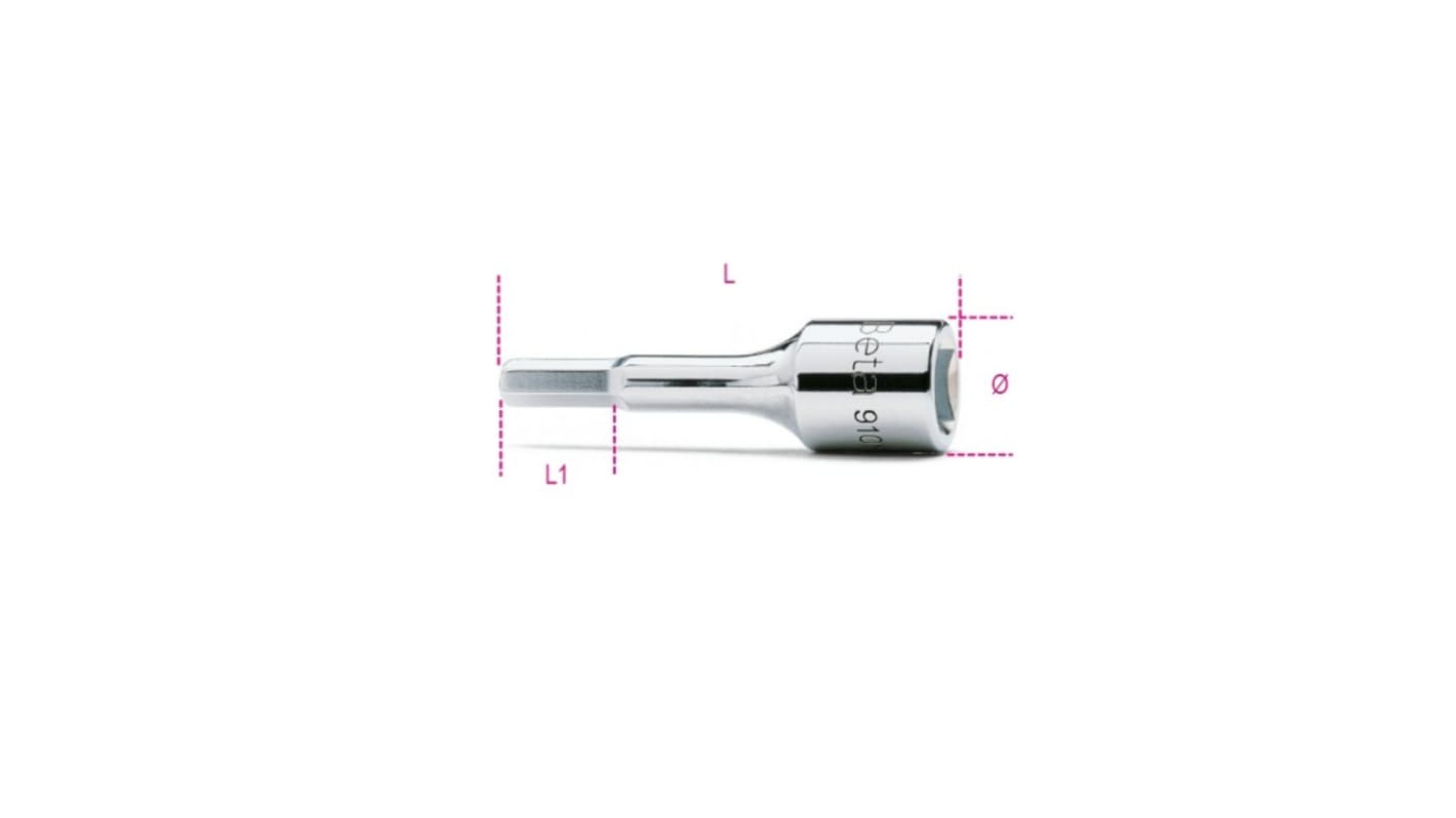 BETA Hexagon Screwdriver Bit, 6 mm Tip