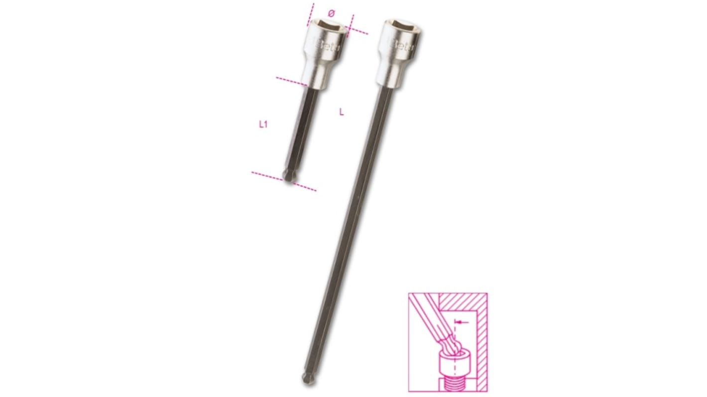 BETA Ball End Hexagon Screwdriver Bit, 6XL mm Tip