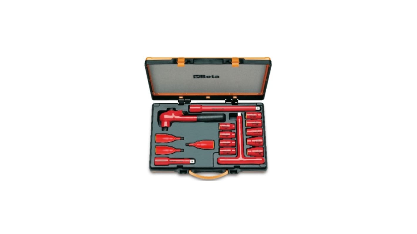 BETA 16-Piece Metric 1/2 in Standard Socket Set with Ratchet, 6 point, VDE/1000V