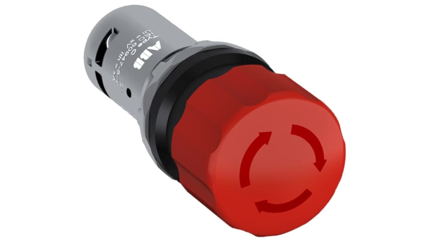 ABB Compact Series Twist Release Emergency Stop Push Button, Panel Mount, 1NC, IP66, IP67, IP69K