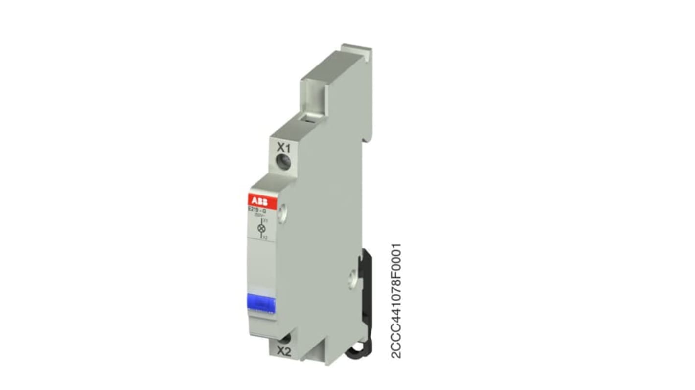 ABB, E219, Panel Mount Blue LED Indicator, IP20, Rectangular, 250V