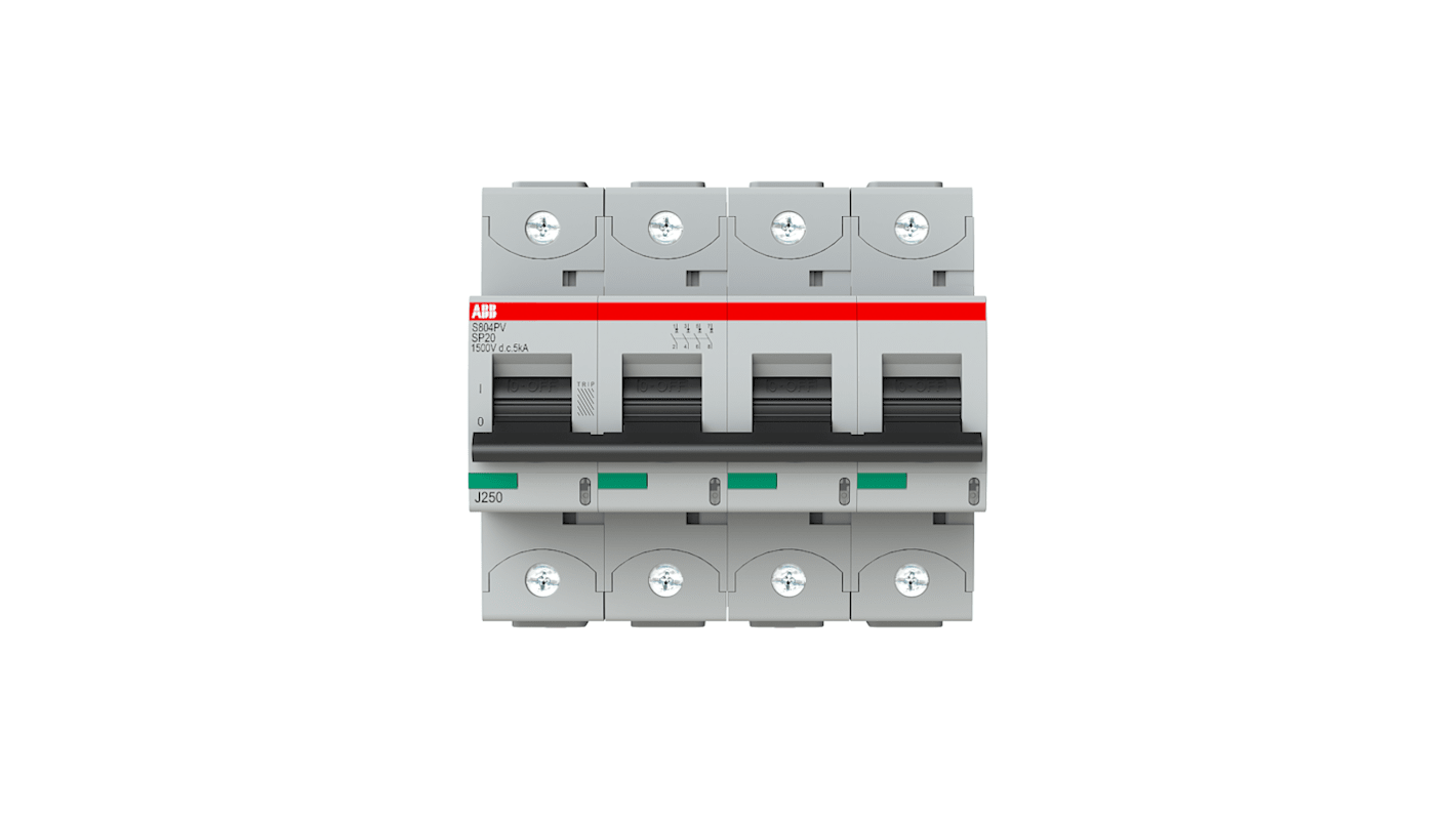 ABB S800PV MCB, 4P, 20A Curve B, 1500V DC, 5 kA Breaking Capacity