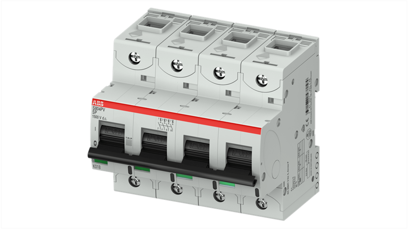 Interruptor automático 4P, 6A, Curva Tipo B S804PV-SP6, Montaje en Carril DIN