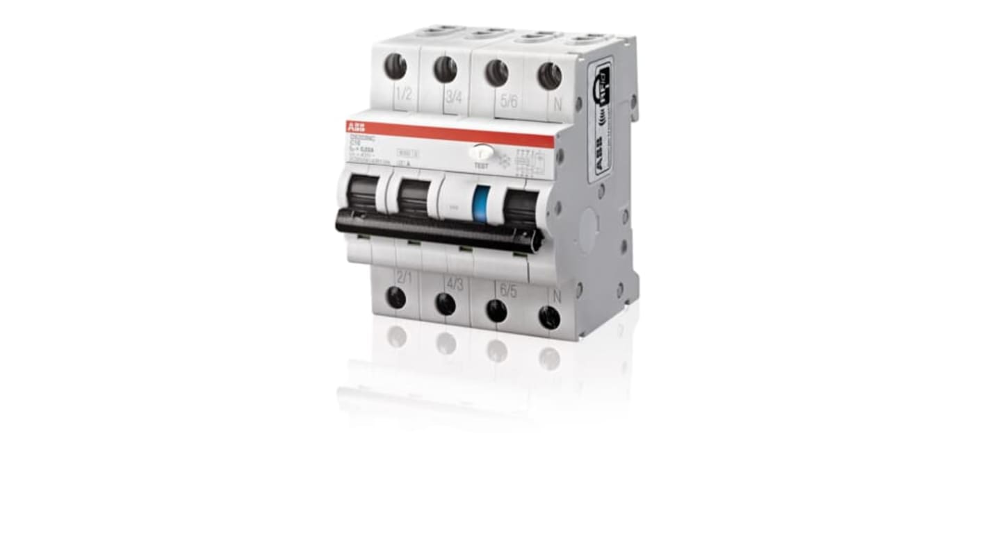 ABB RCBO, 32A Current Rating, 4P Poles, 30mA Trip Sensitivity, Type C