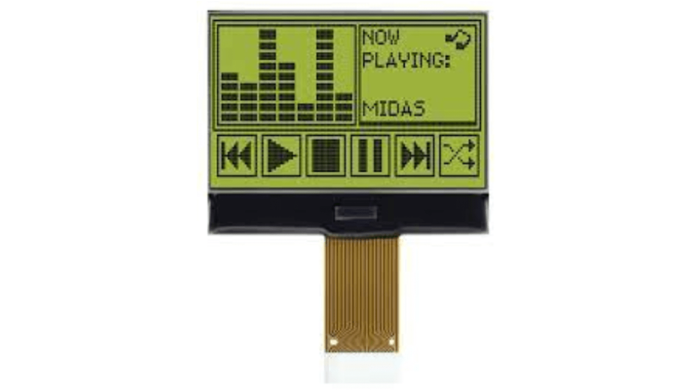 Midas MCCOG128064B12W-SPTLY Graphic LCD Display Yellow-Green, Transflective