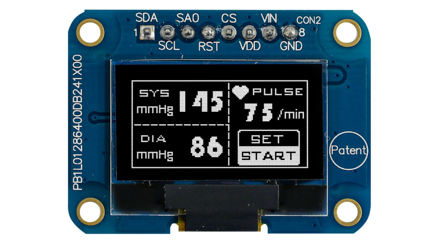 Midas 0.96in White Passive matrix OLED Display 128 x 64pixels COB SPI Interface