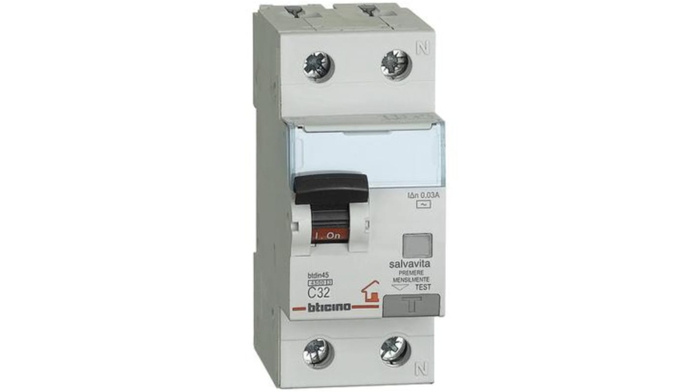 RCBO Bticino GC8813AC32, 2P, 32A, sensibilità 30mA