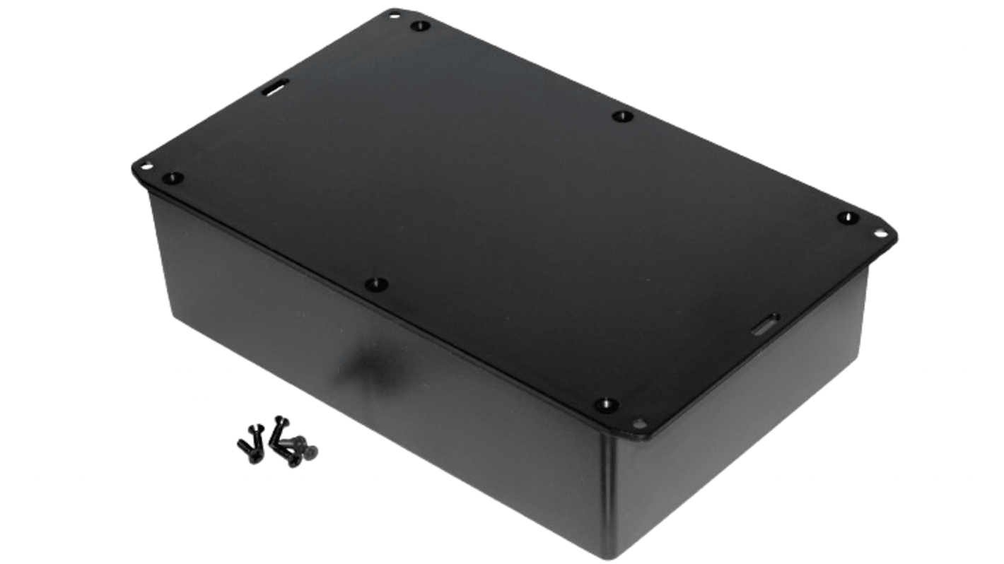 Hammond 1591 Series Black ABS Enclosure, IP54, Flanged, Black Lid, 221 x 150 x 58mm