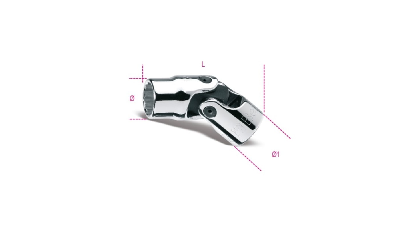 BETA 3/8 in Drive 3/8in Universal Joint Socket, 12 point, 48 mm Overall Length