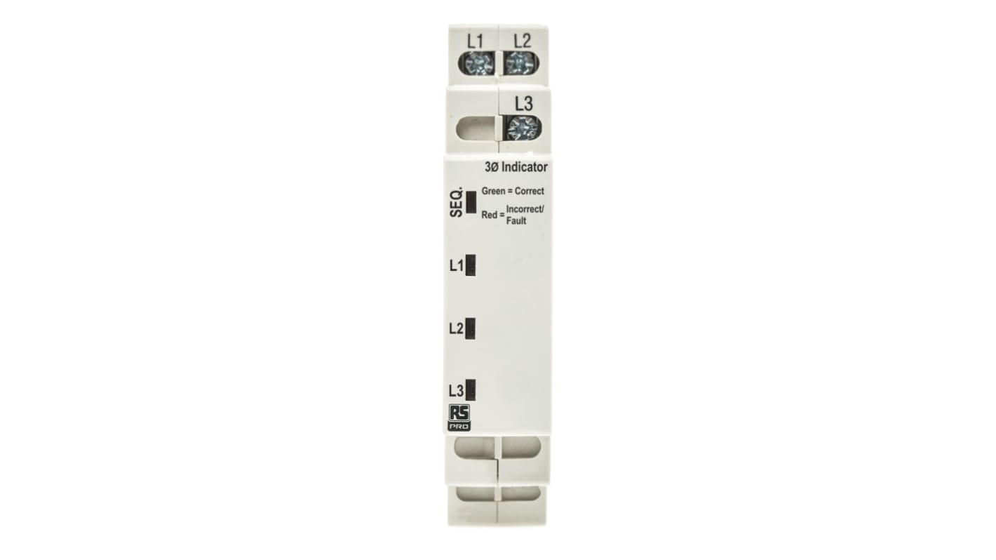 RS PRO Phase Monitoring Relay, 3 Phase, DIN Rail, Surface Mount