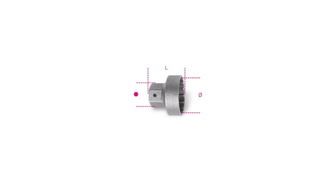 BETA 24 mm Drive 39mm Bottom Bracket Removal Socket, 34 mm Overall Length
