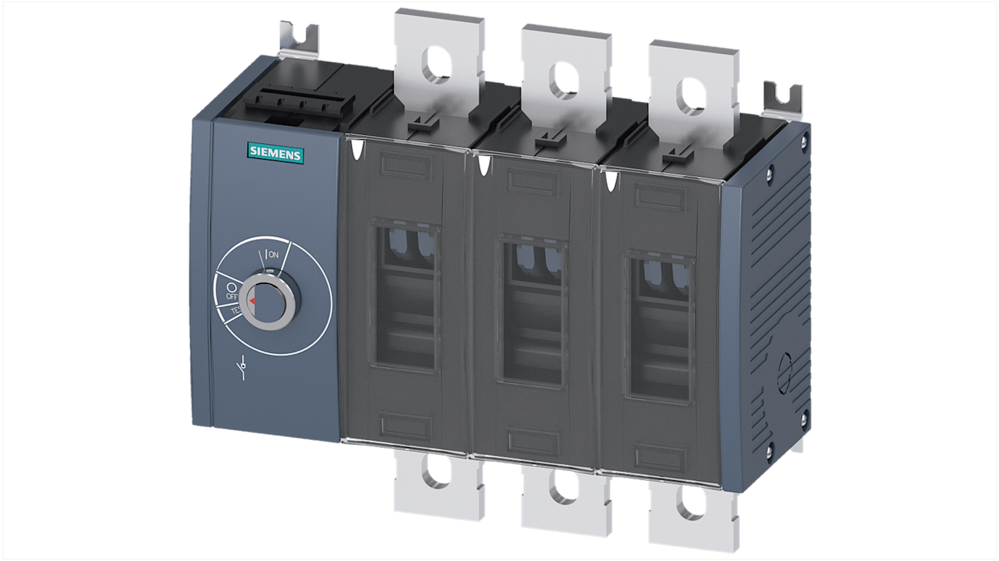 Siemens 3P Pole Surface Mount Switch Disconnector - 500A Maximum Current, 12W Power Rating, IP00, IP20