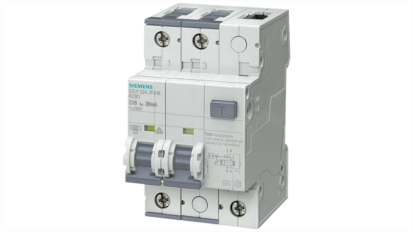 RCBO Siemens 5SU1324-6FA10, 2P, 10A, sensibilità 30mA