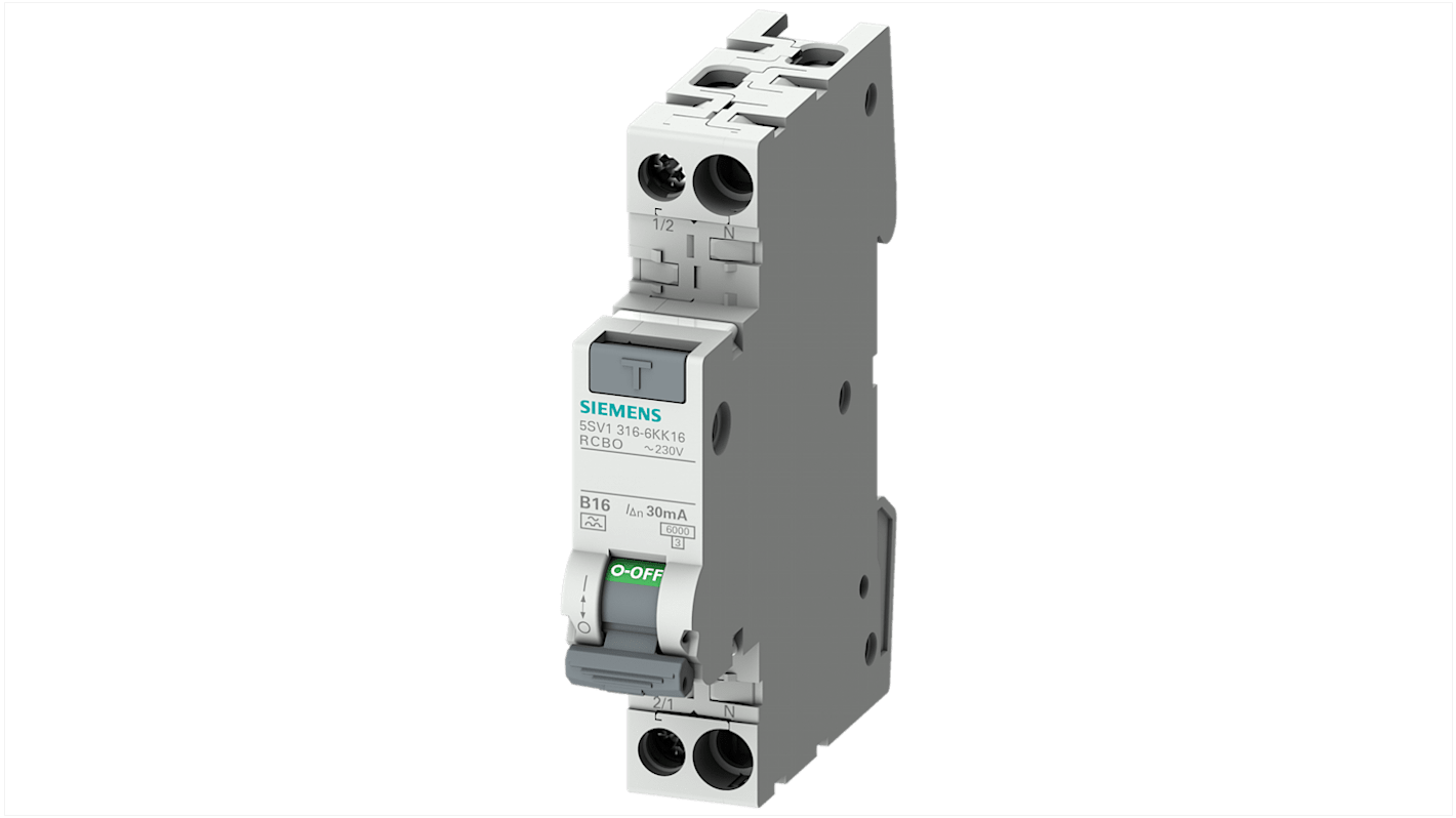 Siemens Sentron 5SU1 FI/LS-Schalter 13A, 2-polig, Empfindlichkeit 300mA