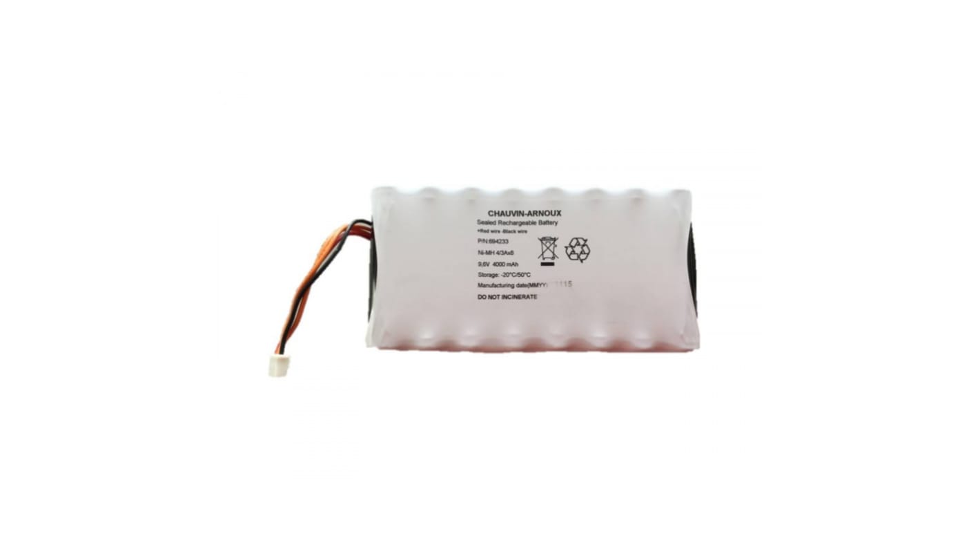 Chauvin Arnoux 9.6V NiMH Rechargeable Battery Pack, 4Ah - Pack of 1