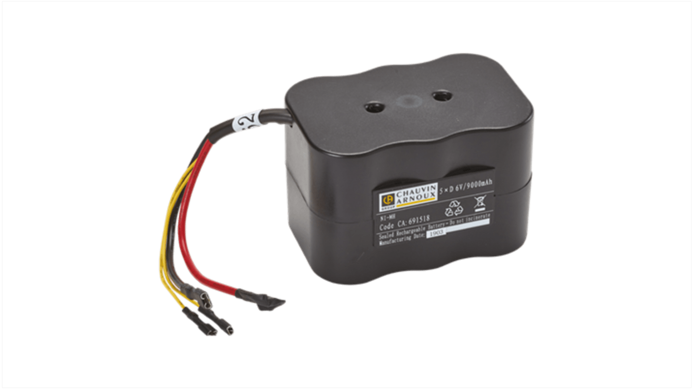 Chauvin Arnoux 充電式電池パック, ニッケル水素電池, 公称電圧6V, 容量8.5Ah, P01296030