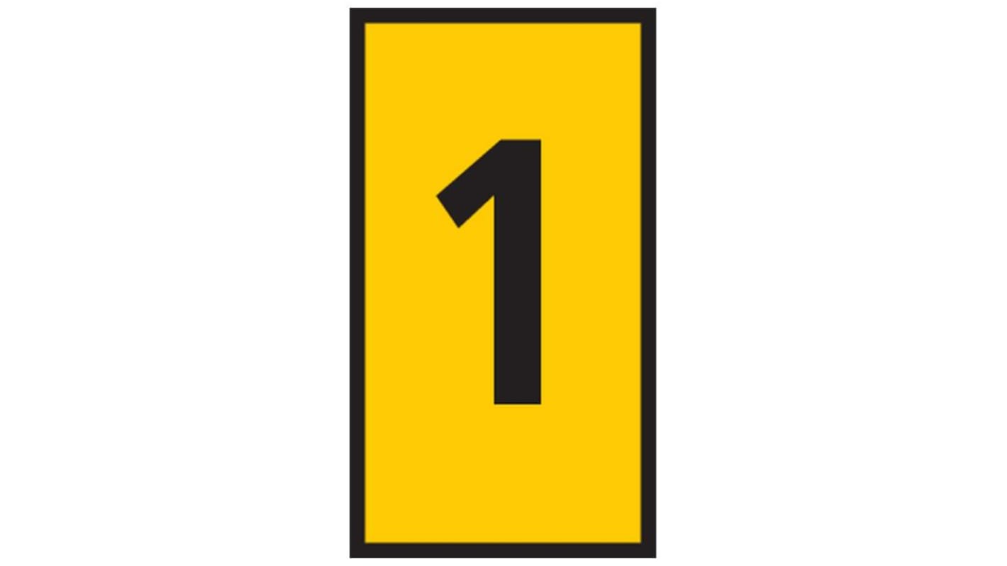 HellermannTyton HODS50 Slide On Cable Marker, Black on Yellow, Pre-printed "1", 1.7 → 3.6mm Cable, 531-15284