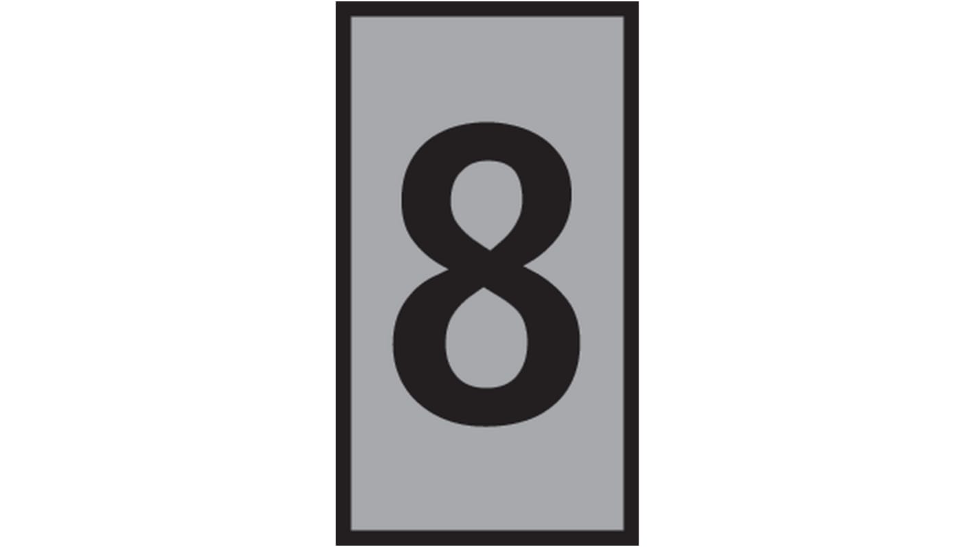 HellermannTyton HODS50 Slide On Cable Marker, Black on Grey, Pre-printed "8", 1.7 → 3.6mm Cable, 531-15373