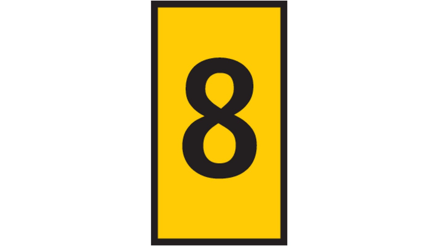 HellermannTyton HODS50 Slide On Cable Marker, Black on Yellow, Pre-printed "8", 1.7 → 3.6mm Cable