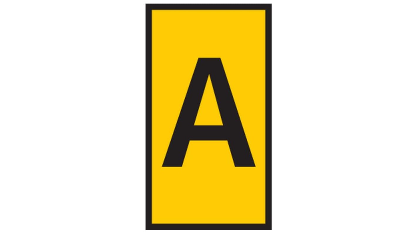 HellermannTyton HODS50 Slide On Cable Marker, Black on Yellow, Pre-printed "A", 1.7 → 3.6mm Cable, 531-15014