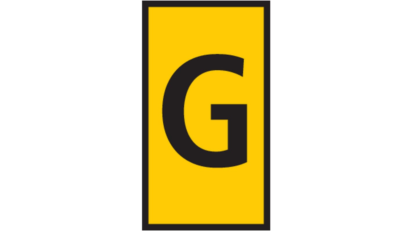 HellermannTyton HODS50 Slide On Cable Marker, Black on Yellow, Pre-printed "G", 1.7 → 3.6mm Cable, 531-15074