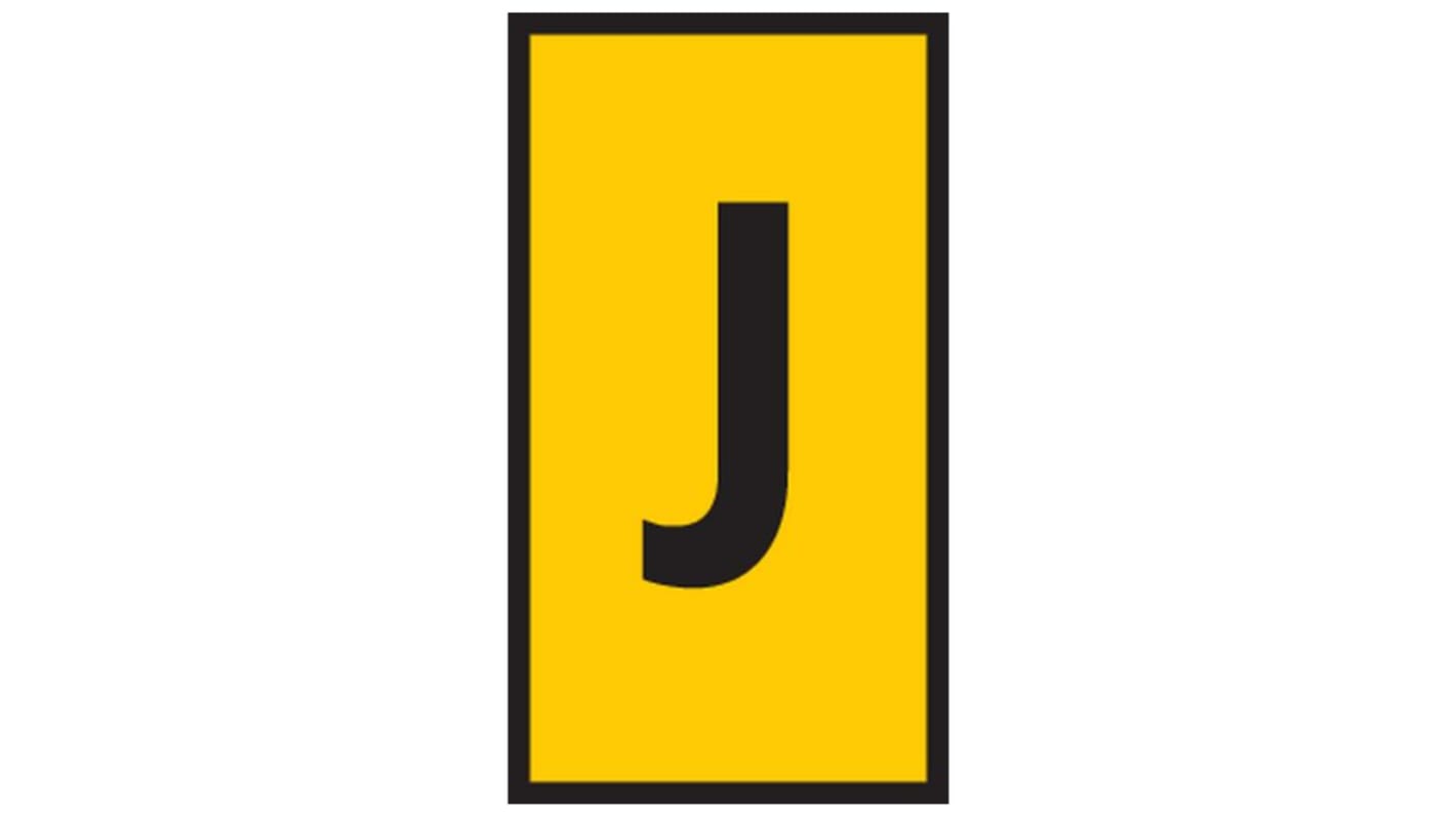 HellermannTyton HODS50 Slide On Cable Marker, Black on Yellow, Pre-printed "J", 1.7 → 3.6mm Cable, 531-15104