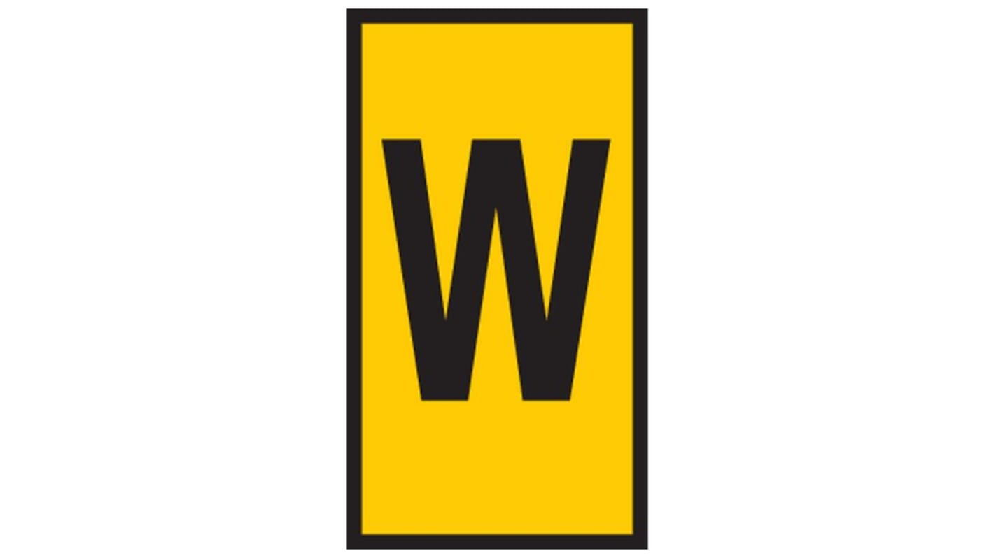 HellermannTyton HODS50 Slide On Cable Marker, Black on Yellow, Pre-printed "W", 1.7 → 3.6mm Cable, 531-15234