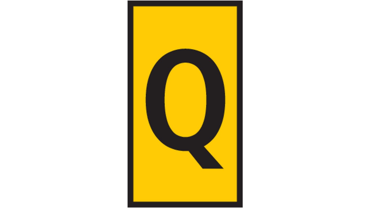 HellermannTyton HODS85 Slide On Cable Marker, Black on Yellow, Pre-printed "Q", 1.8 → 6.3mm Cable