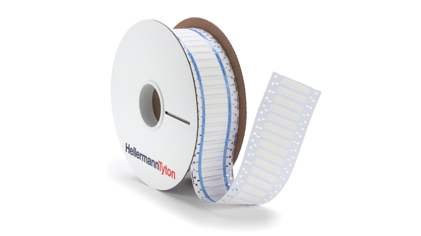 HellermannTyton TLFX DS Heat Shrink Cable Marker, White, 2.4 → 4.8mm Cable, 553-60002 TLFX48DS-1X50WH-PO-X-WH