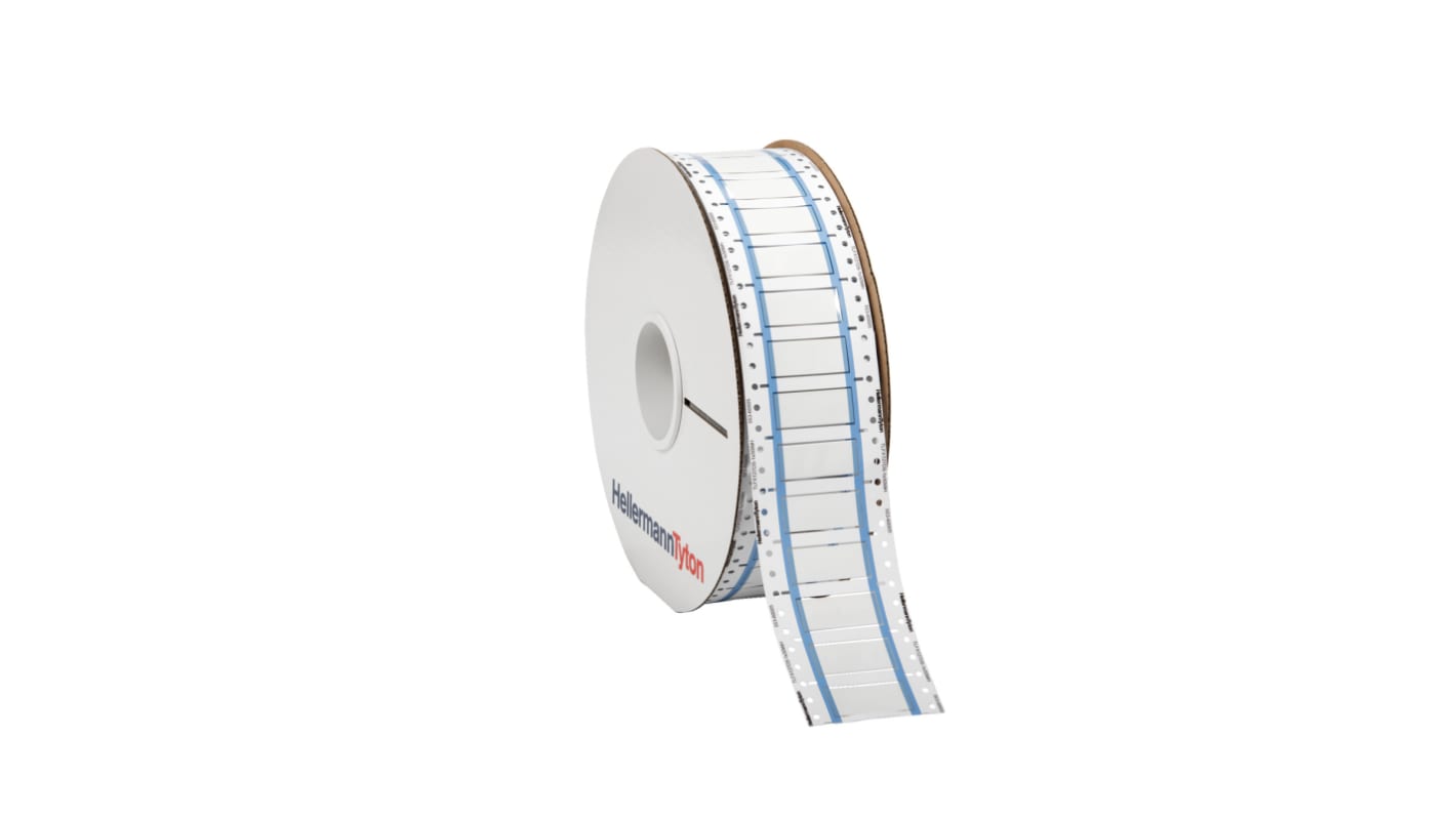 HellermannTyton TLFX DS Heat Shrink Cable Marker, White, 2.4 → 4.8mm Cable, 553-60022 TLFX48DS-2X25WH-PO-X-WH