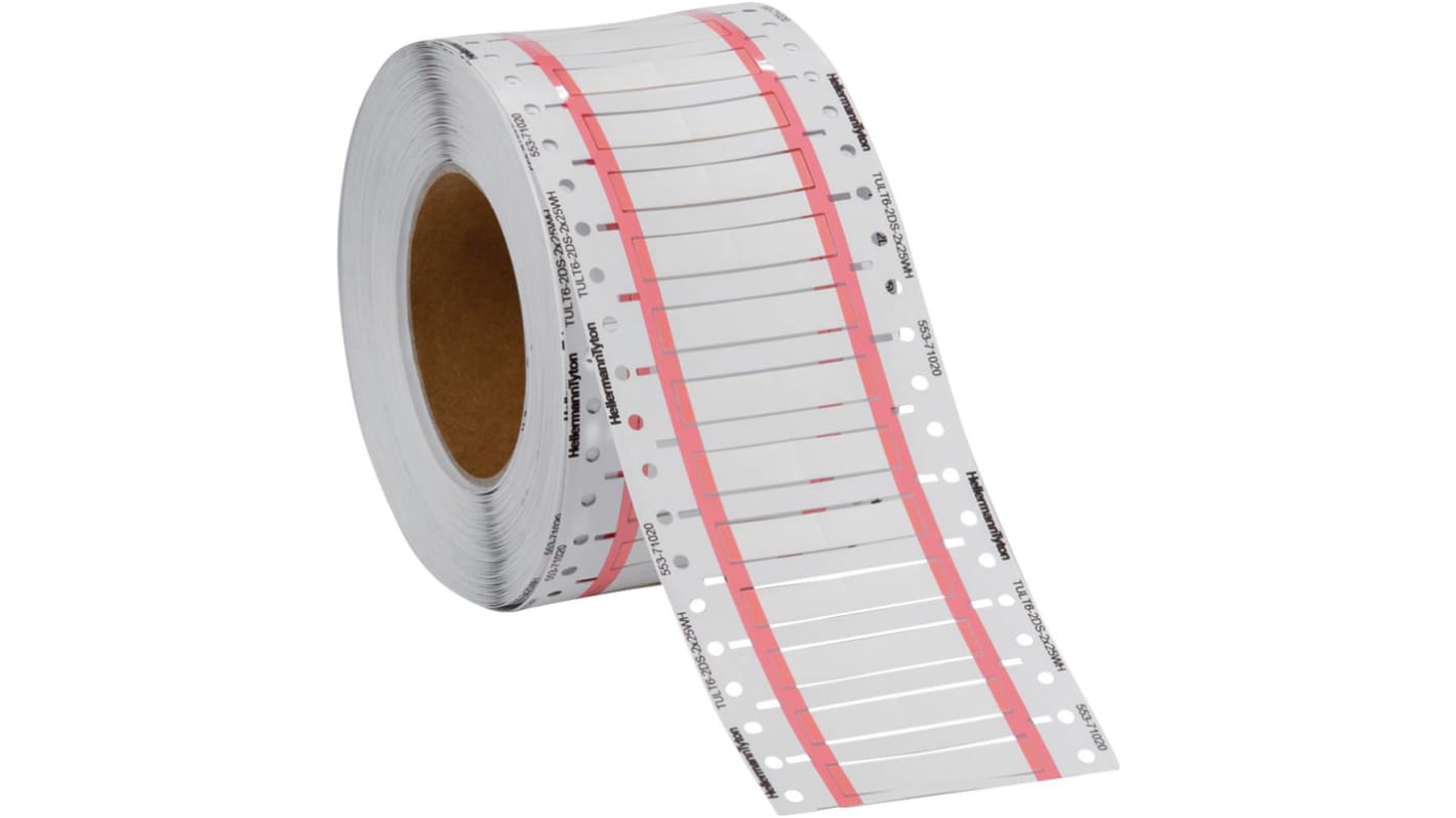 HellermannTyton TLFX DS Heat Shrink Cable Marker, White, 1.6 → 4.8mm Cable, 553-71014
