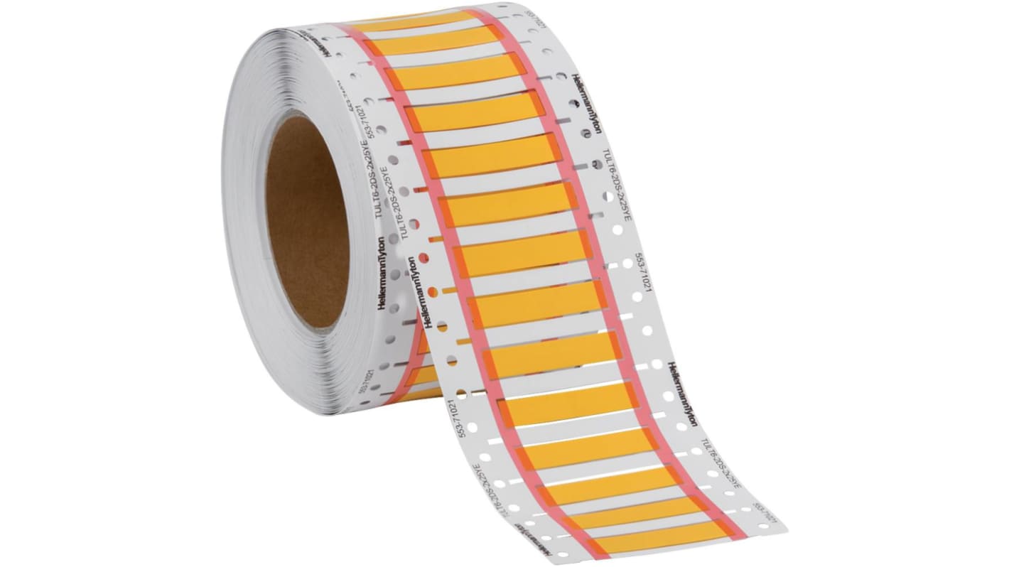 HellermannTyton TLFX DS Heat Shrink Cable Marker, Yellow, 1.6 → 4.8mm Cable, 553-71015