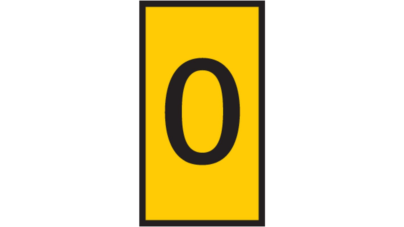 HellermannTyton WIC0 Cable Markers, Yellow, Pre-printed "0", 2 → 2.8mm Cable, 561-00604 WIC0-0-PA66-YE