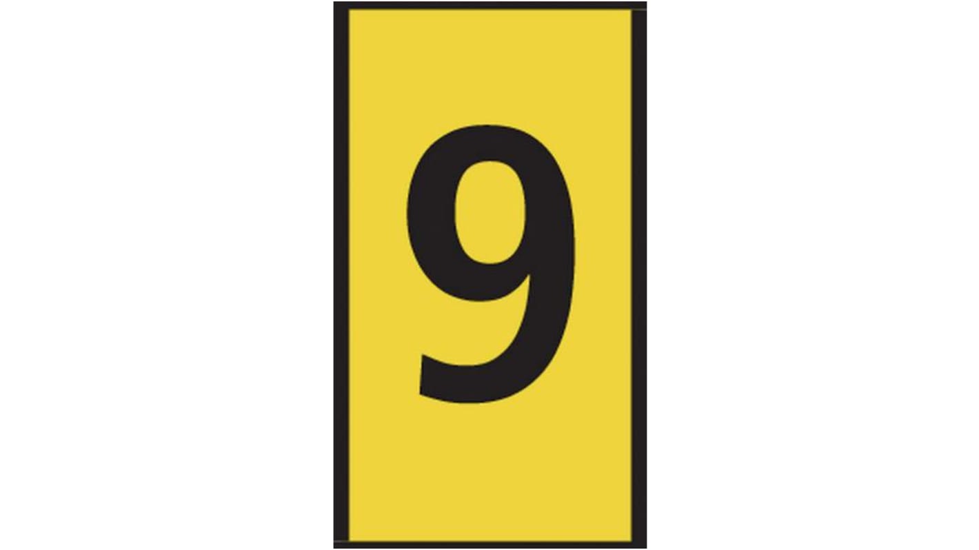 HellermannTyton WIC0 Cable Markers, Yellow, Pre-printed "9", 2 → 2.8mm Cable, 561-00694 WIC0-9-PA66-YE