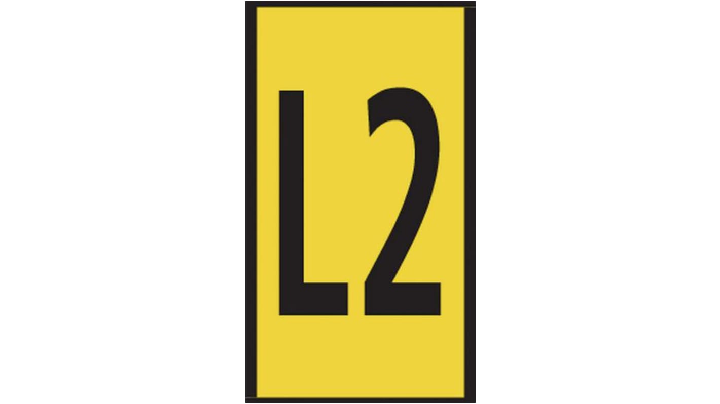 HellermannTyton WIC0 Cable Markers, Yellow, Pre-printed "L2", 2 → 2.8mm Cable, 561-00324 WIC0-L2-PA66-YE