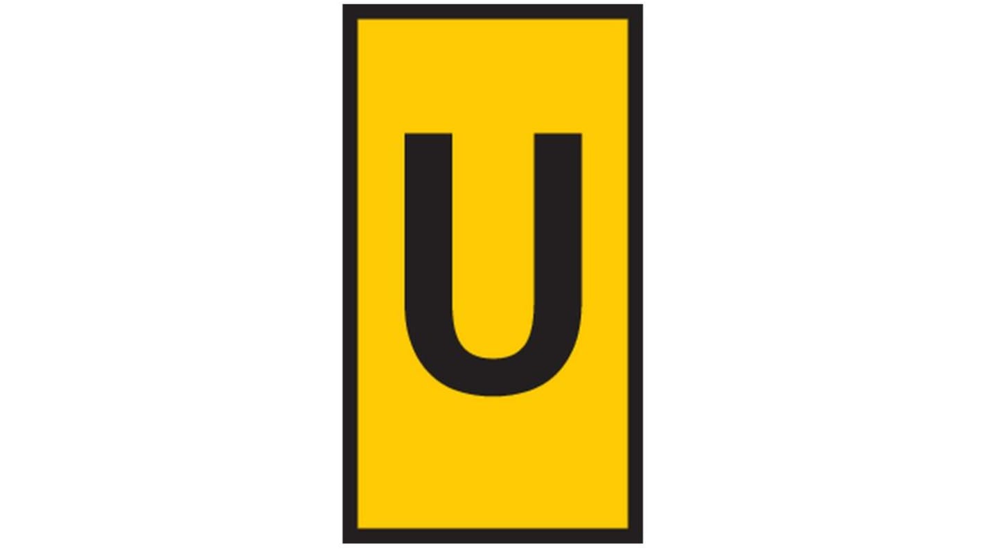 HellermannTyton WIC0 Cable Markers, Yellow, Pre-printed "U", 2 → 2.8mm Cable