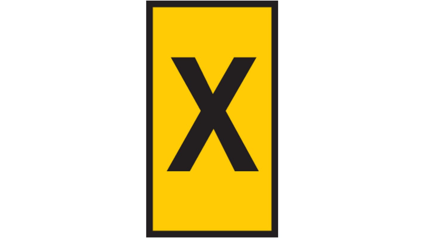 HellermannTyton WIC Snap On Cable Markers, Yellow, Pre-printed "X", 2 → 2.8mm Cable, for Cables and Wires,
