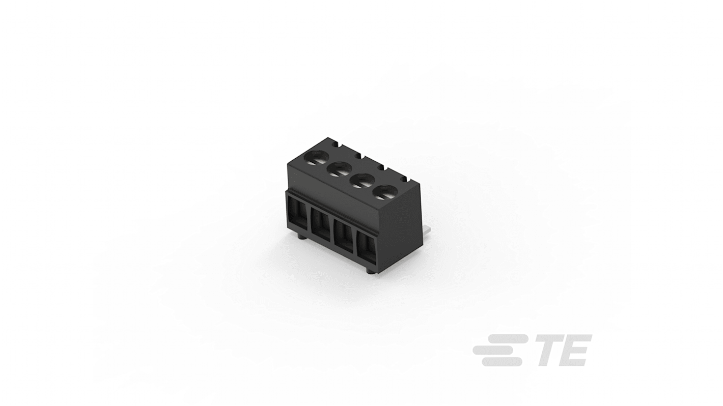 Borne para PCB Hembra a Macho TE Connectivity de 4 vías , paso 3.5mm, montaje en placa