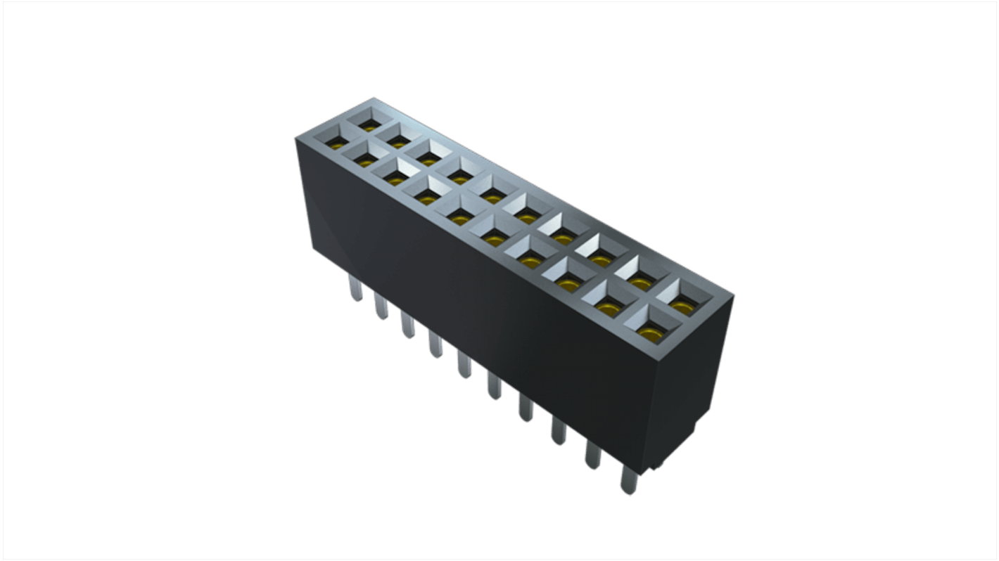 Samtec SFMC Series Straight Through Hole Mount PCB Socket, 60-Contact, 2-Row, 1.27mm Pitch, Solder Termination