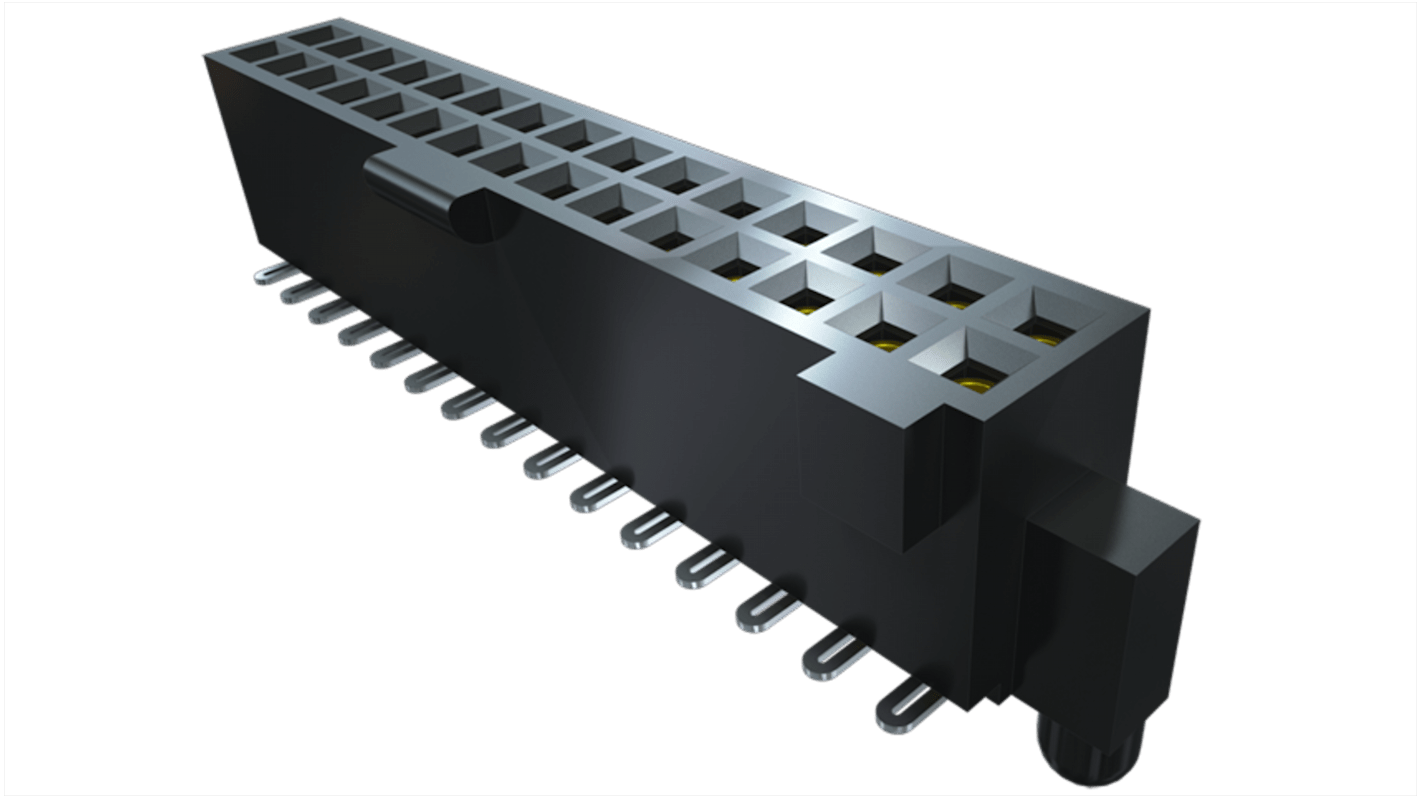 Samtec SFML Series Straight Through Hole Mount PCB Socket, 14-Contact, 2-Row, 1.27mm Pitch, Solder Termination