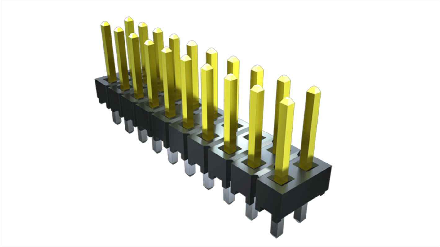 Samtec TSW Series Right Angle Pin Header, 12 Contact(s), 2.54mm Pitch, 2 Row(s), Unshrouded