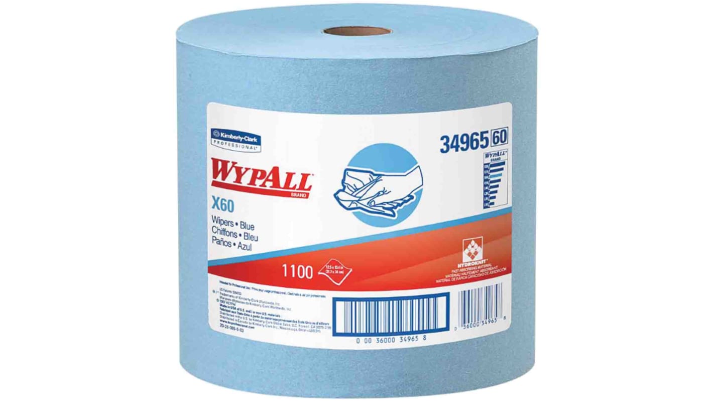 WYPALL X60 Jumbo Roll Wipers (34965) Dry Multi-Purpose Wipes, Roll of 1100, 34.5cm