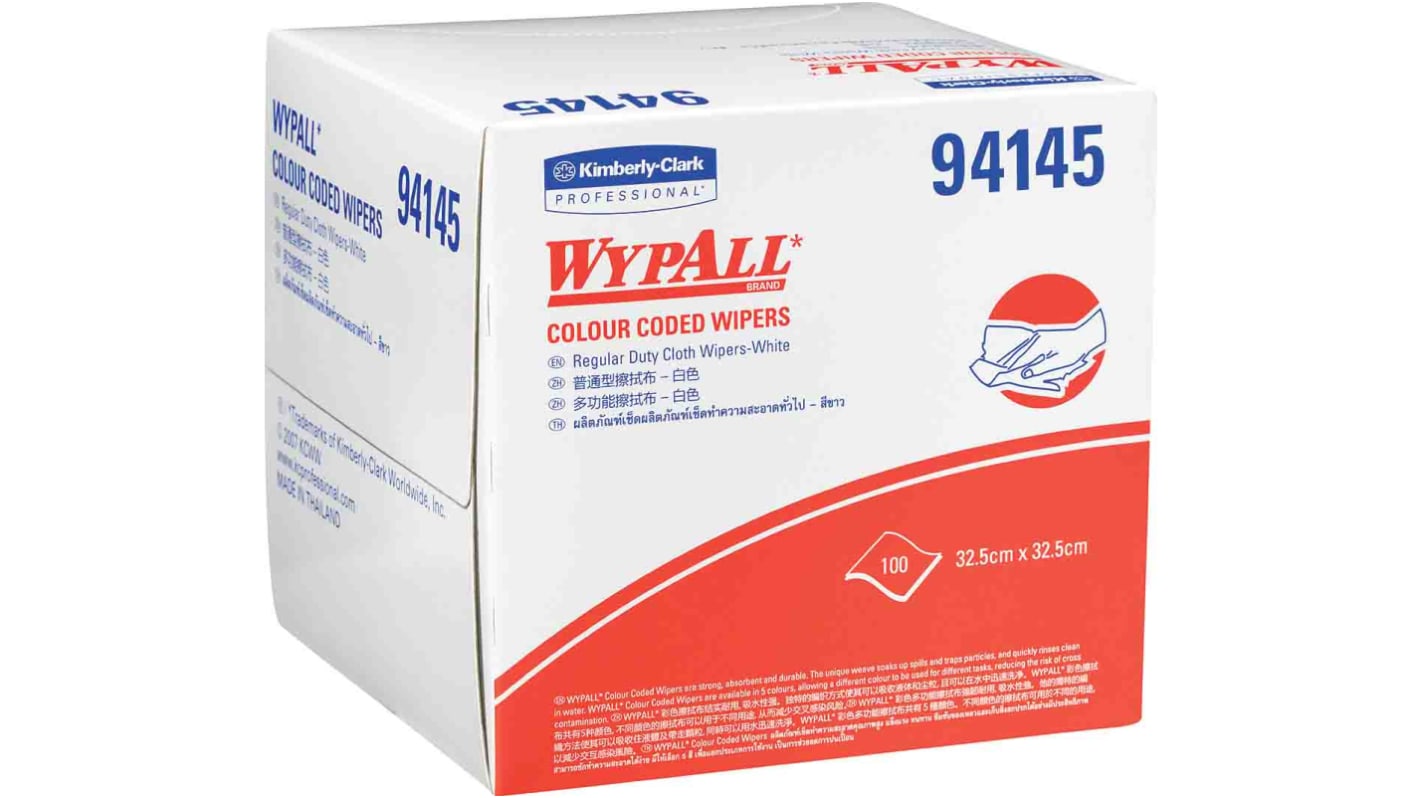 WYPALL Colour Coded Wipers (94145) Dry Colour Coded Wipes, Pack of 600, 32.5cm