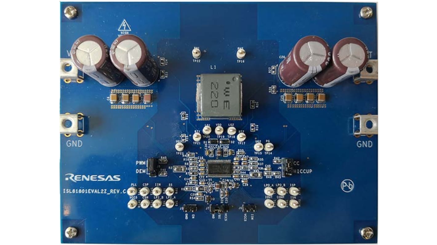 Renesas Electronics 評価ボード, 評価ボード, バック / ブーストコントローラ, ISL81801 HTSSOP IC 用, ISL81801EVAL2Z