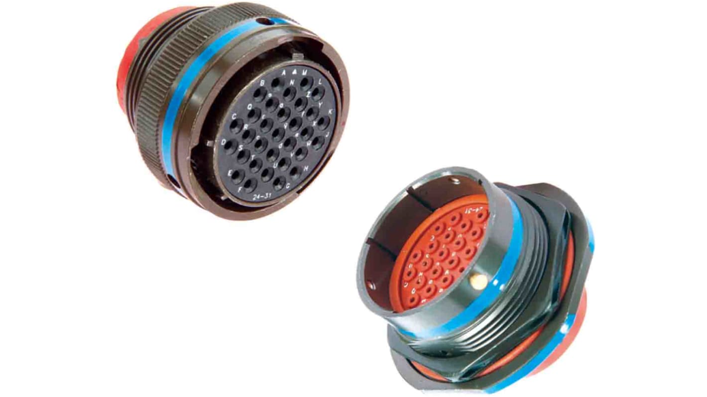 Amphenol IndiaSeries 2,  26 Way Wall Mount Connector Receptacle, Pin Contacts,Shell Size 16, Threaded, MIL-DTL-26482
