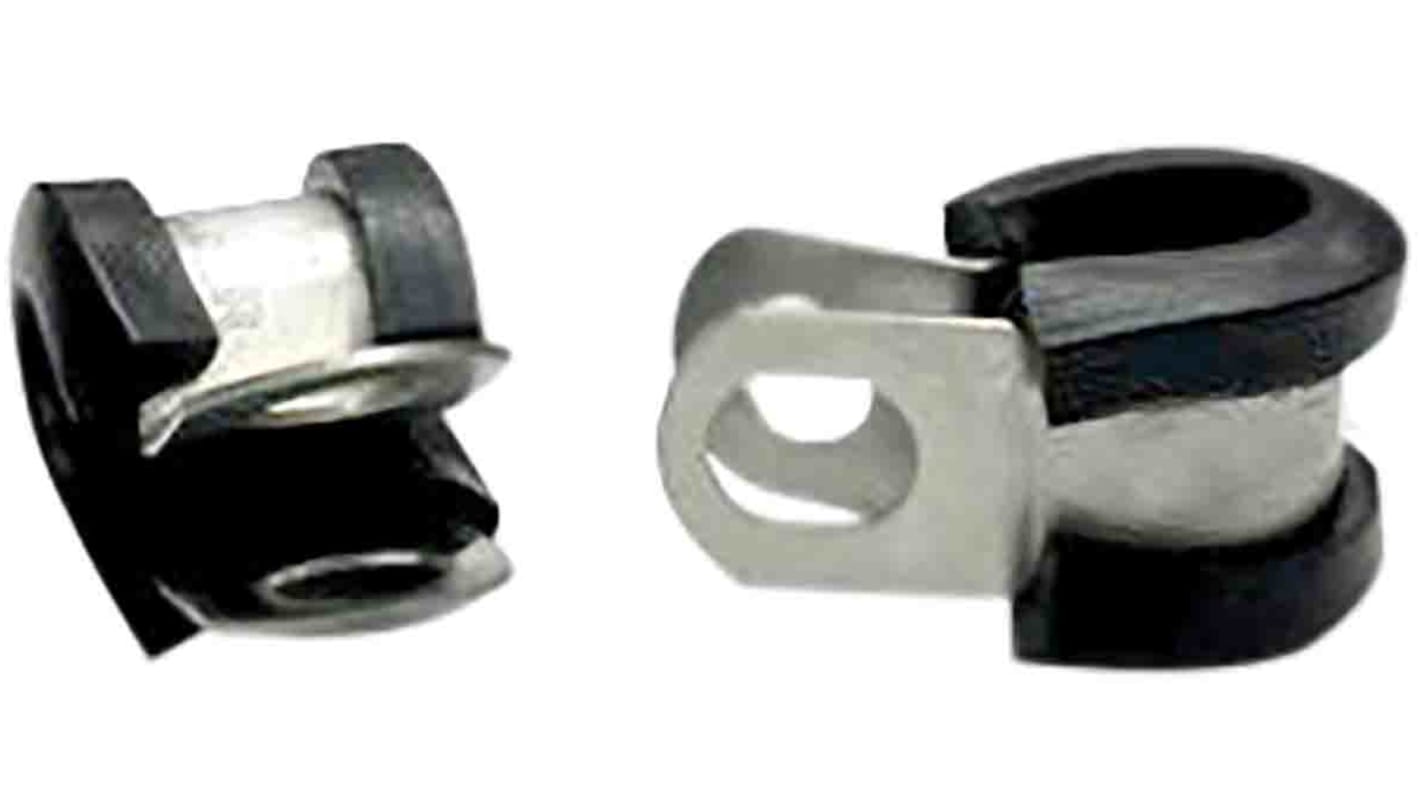 RS PRO 8mm Black, Stainless Steel P Clip
