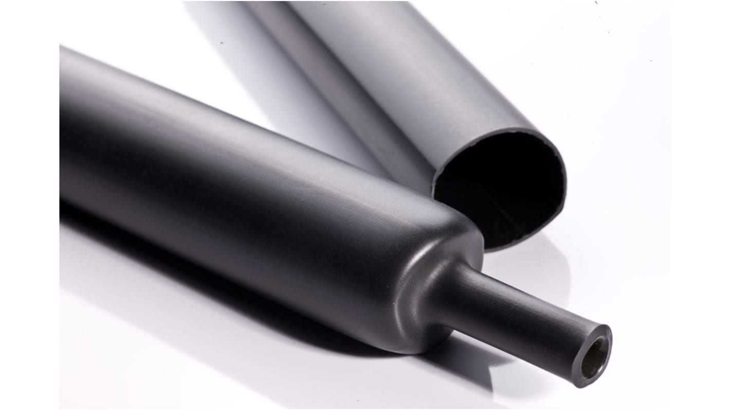 RS PRO Adhesive Lined Heat Shrink Tubing, Black 12mm Sleeve Dia. x 1.22m Length 3:1 Ratio