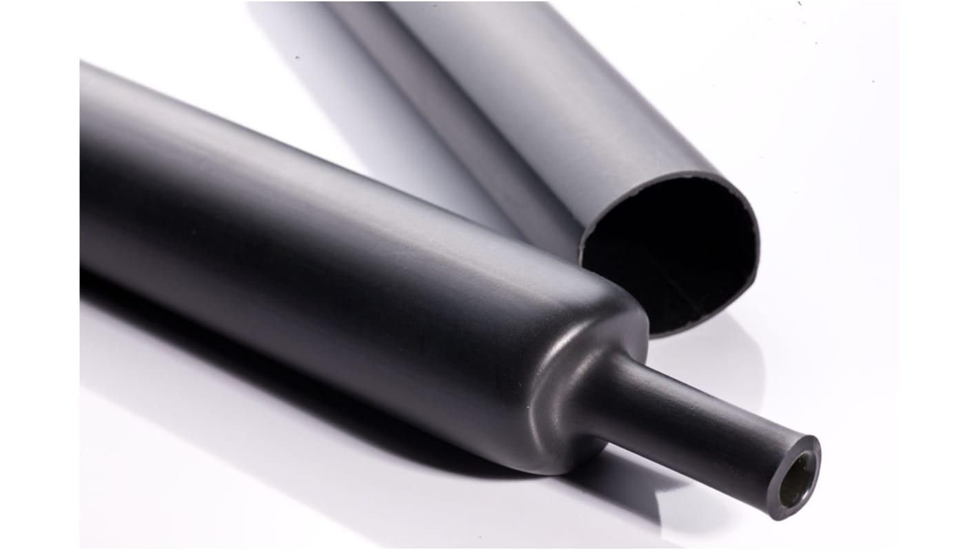 RS PRO Adhesive Lined Heat Shrink Tubing, Black 16mm Sleeve Dia. x 1.22m Length 3:1 Ratio