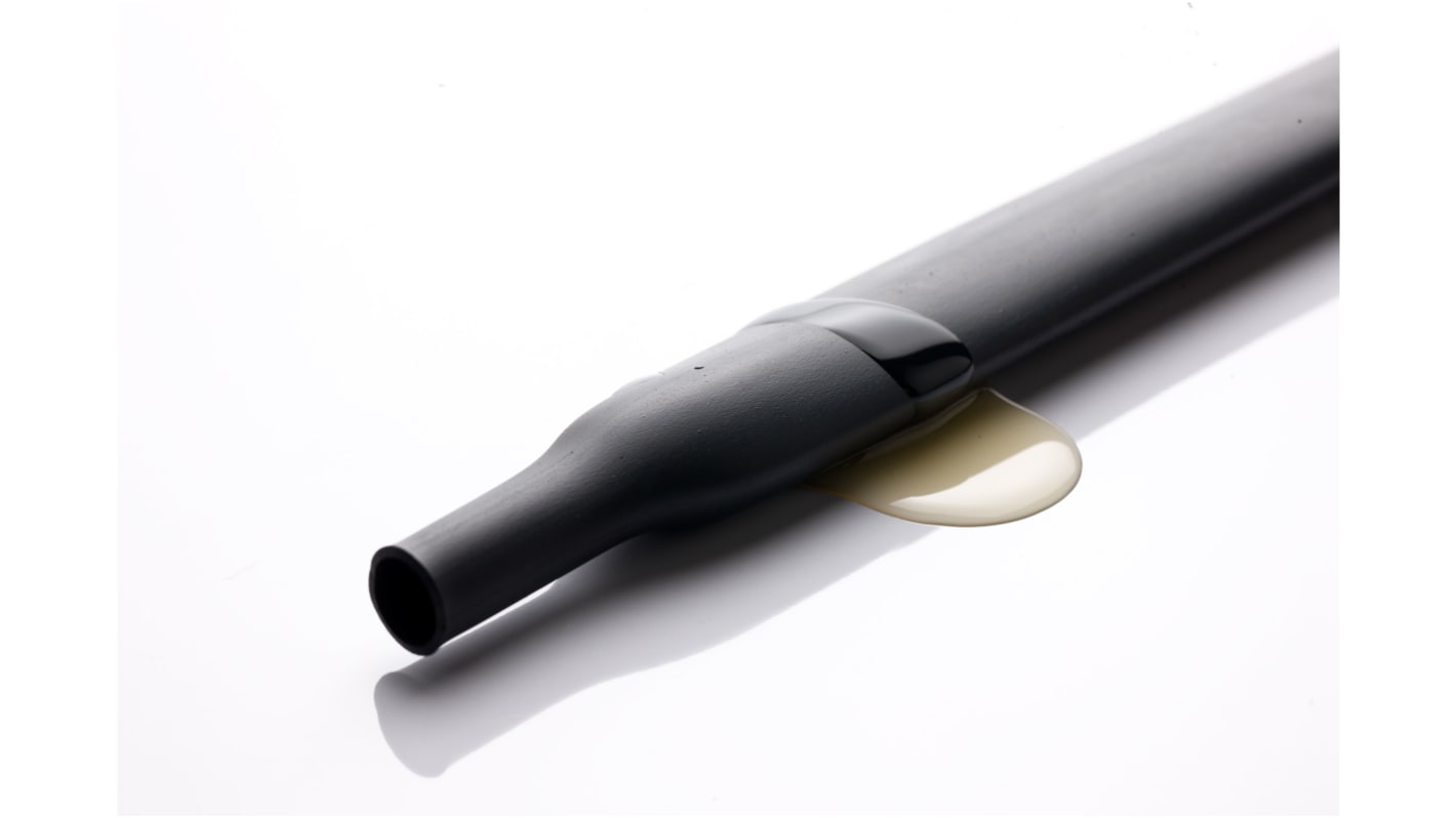 RS PRO Heat Shrink Tubing, Black 9.5mm Sleeve Dia. x 10m Length 2:1 Ratio